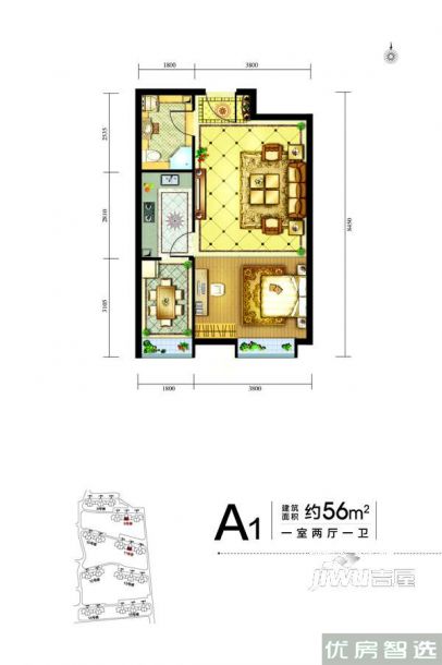 建面建筑面积：约77平米