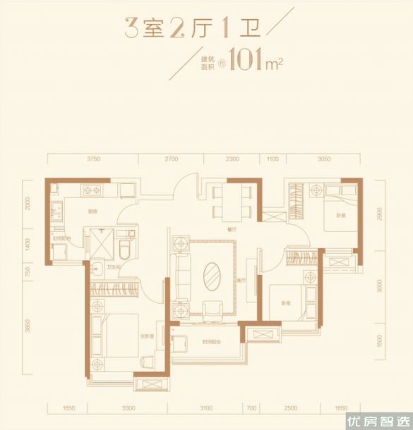 建面建筑面积：约101平米