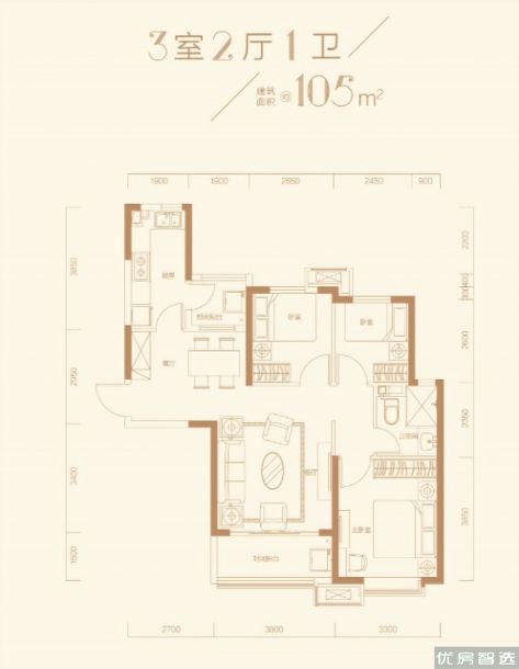 建面建筑面积：约105平米