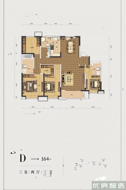 建面建筑面积：约164平米