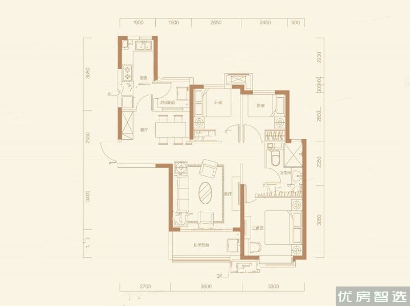 建面建筑面积：约105平米