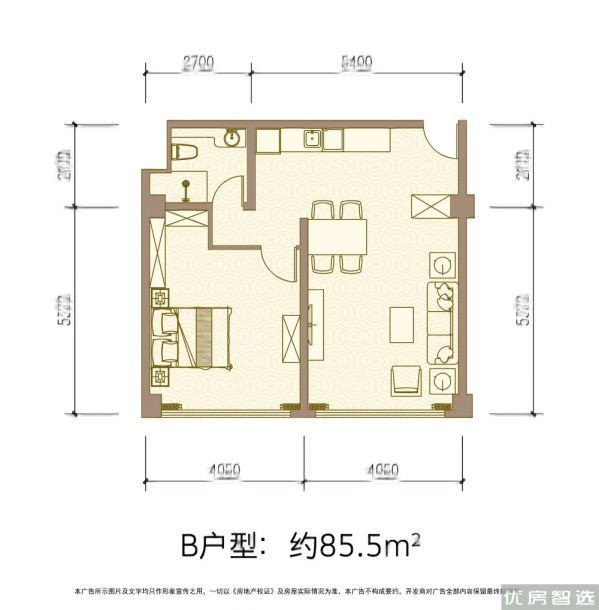 建面建筑面积：约85平米