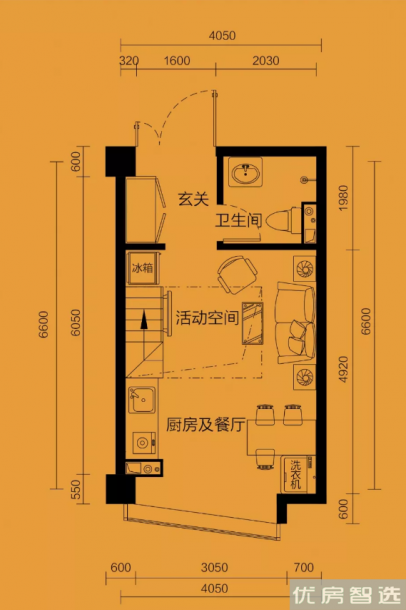 建面建筑面积：约46平米