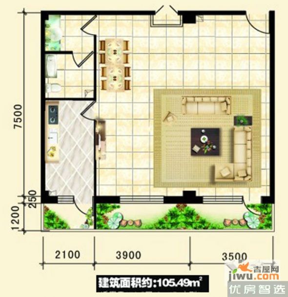 建面建筑面积：约56平米