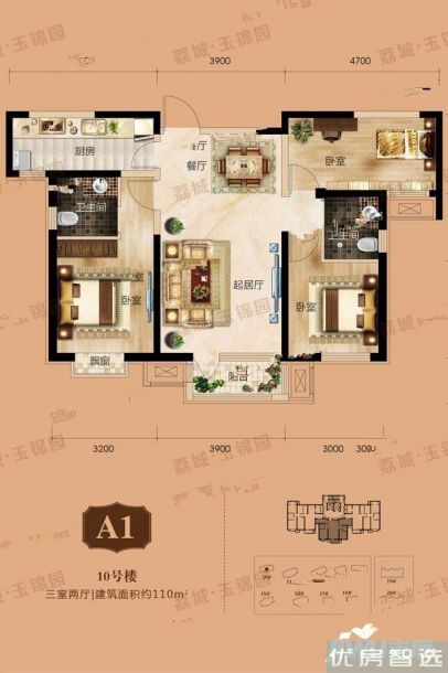 建面建筑面积：约63平米