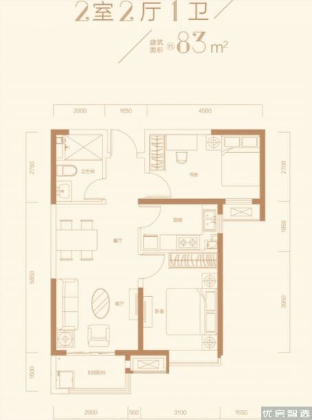 建面建筑面积：约83平米