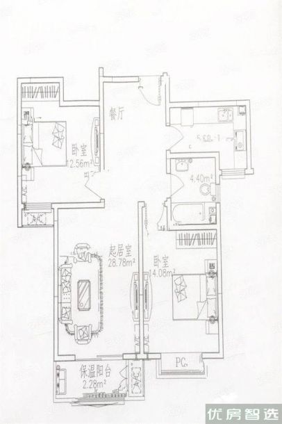 建面建筑面积：约97平米