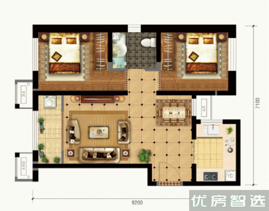 建面建筑面积：约75平米