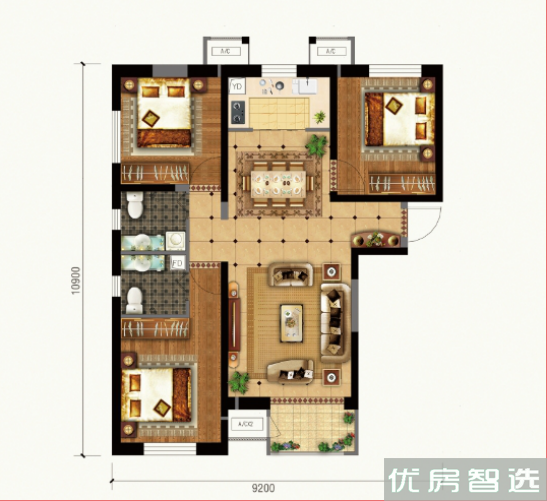 建面建筑面积：约108平米