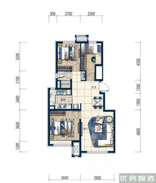 建面建筑面积：约90平米