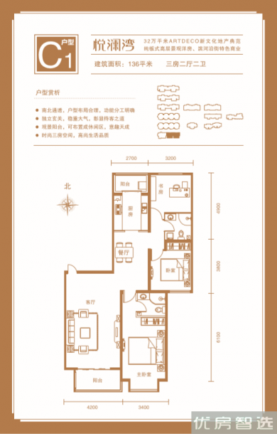 建面建筑面积：约136平米