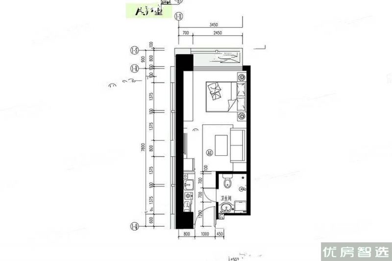 建面建筑面积：约72平米