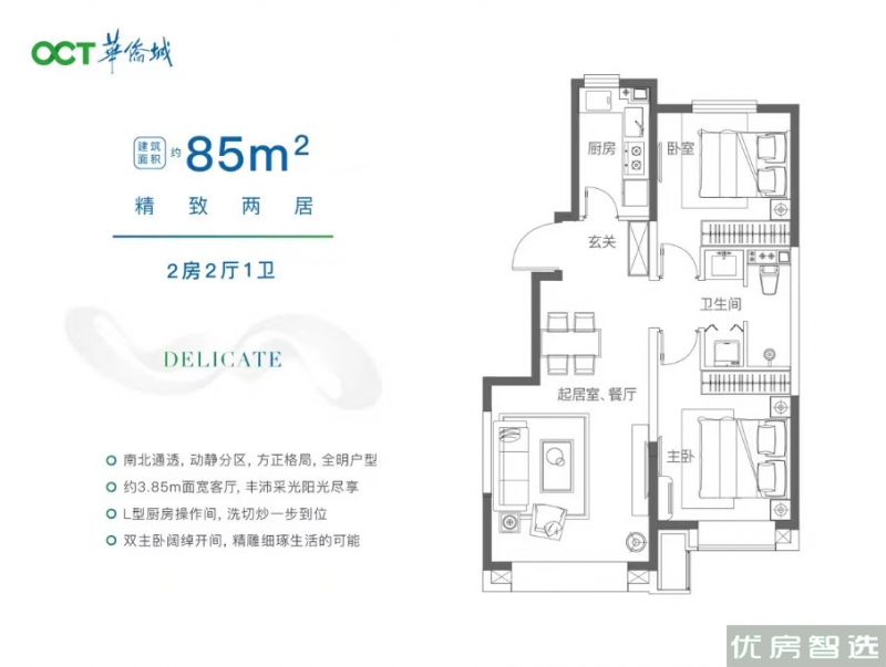 建面建筑面积：约85平米