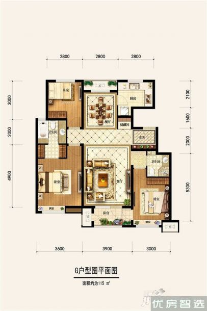 建面建筑面积：约98平米