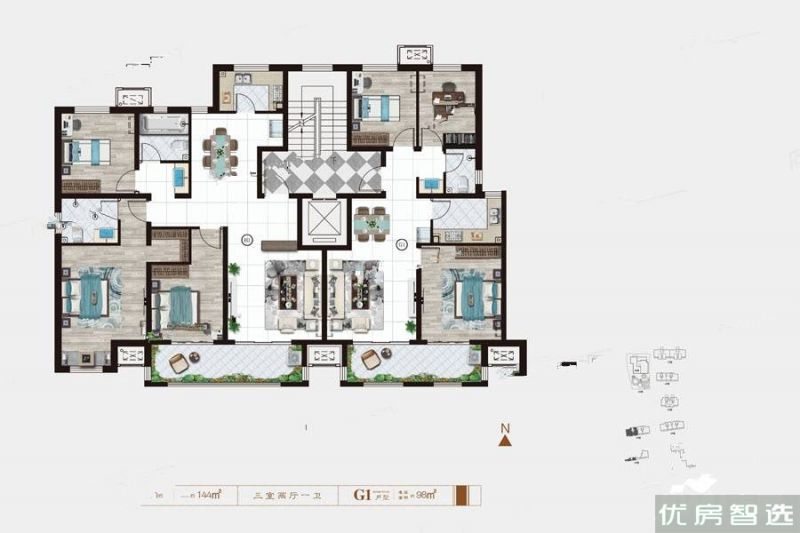 建面建筑面积：约51平米