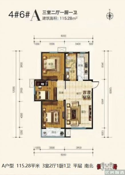 建面建筑面积：约115平米