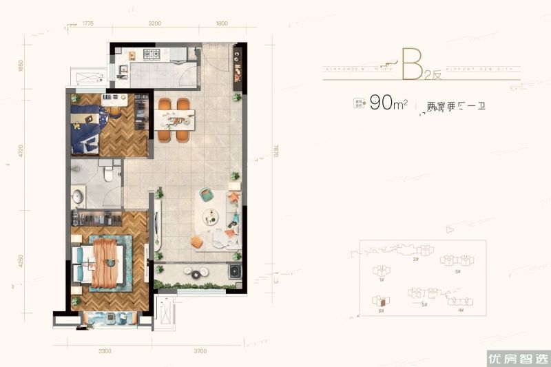 建面建筑面积：约90平米