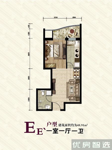 建面建筑面积：约49平米