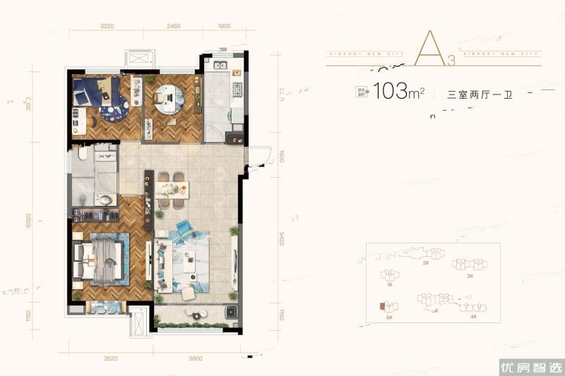 建面建筑面积：约103平米