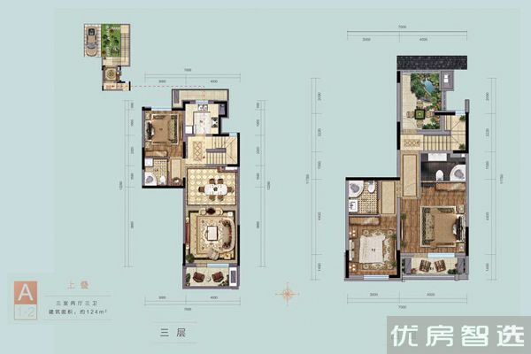 建面建筑面积：约124平米