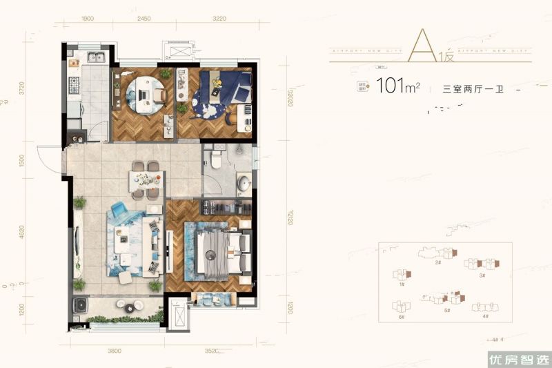 建面建筑面积：约101平米