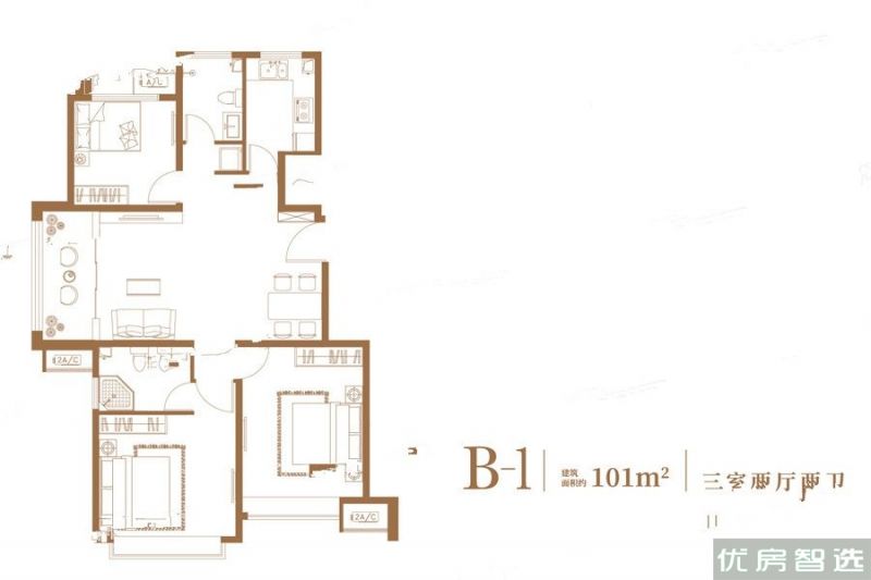 建面建筑面积：约101平米