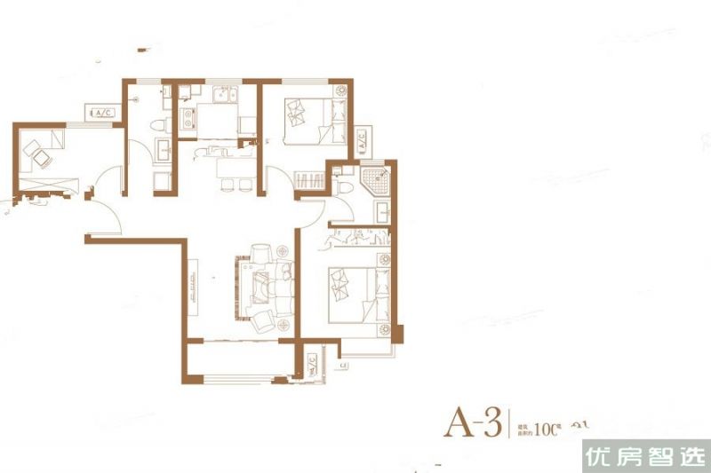 建面建筑面积：约100平米