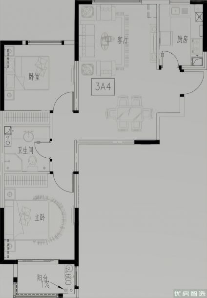 建面建筑面积：约83平米