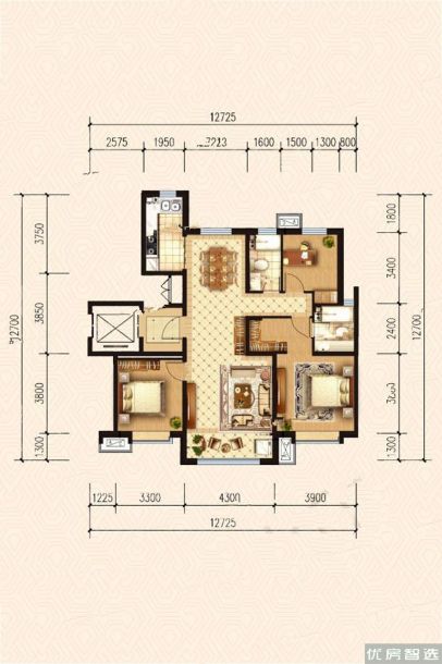 3室2厅2卫建面0