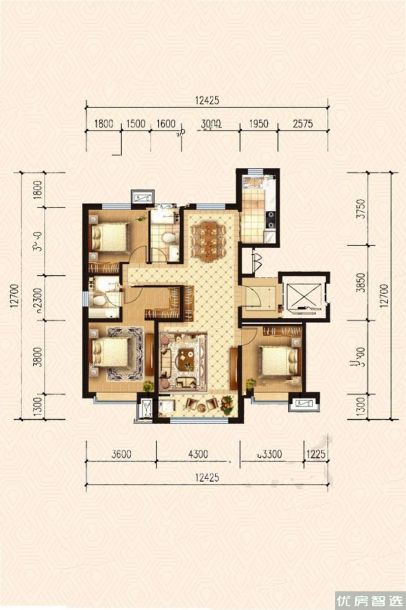 3室2厅2卫建面0