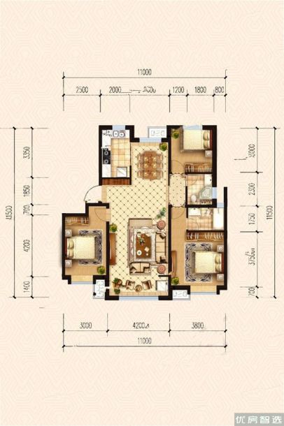 3室2厅2卫建面0