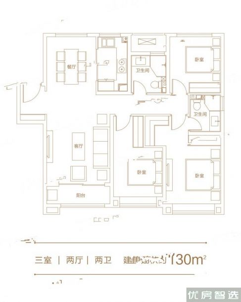 3室2厅2卫建面0