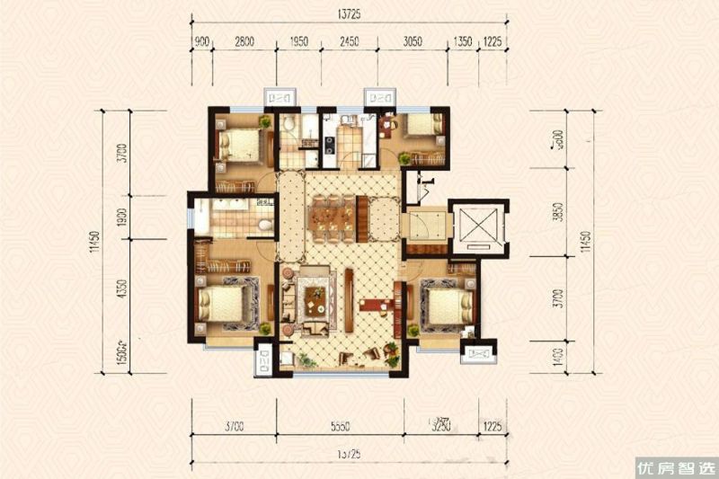 4室2厅2卫建面0